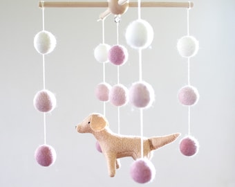 Handmade Golden Retriever Mobile: Wool Felt Dog Nursery Decor