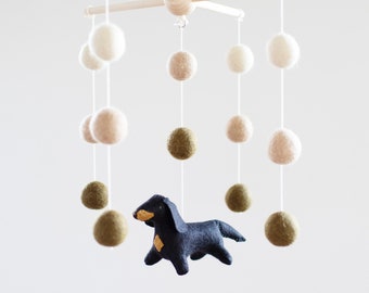 Dachshund  baby mobile, nursery decor, girl or boy dog mobile, pet lover gift, baby shower gift