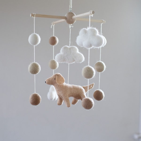 Golden retriever, Labrador and clouds baby mobile, nursery decor, girl or boy dog mobile, pet lover gift, baby shower gift