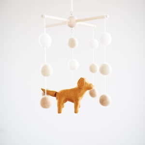 Handmade Golden Retriever Nursery Mobile: Wool Felt Dog Decor