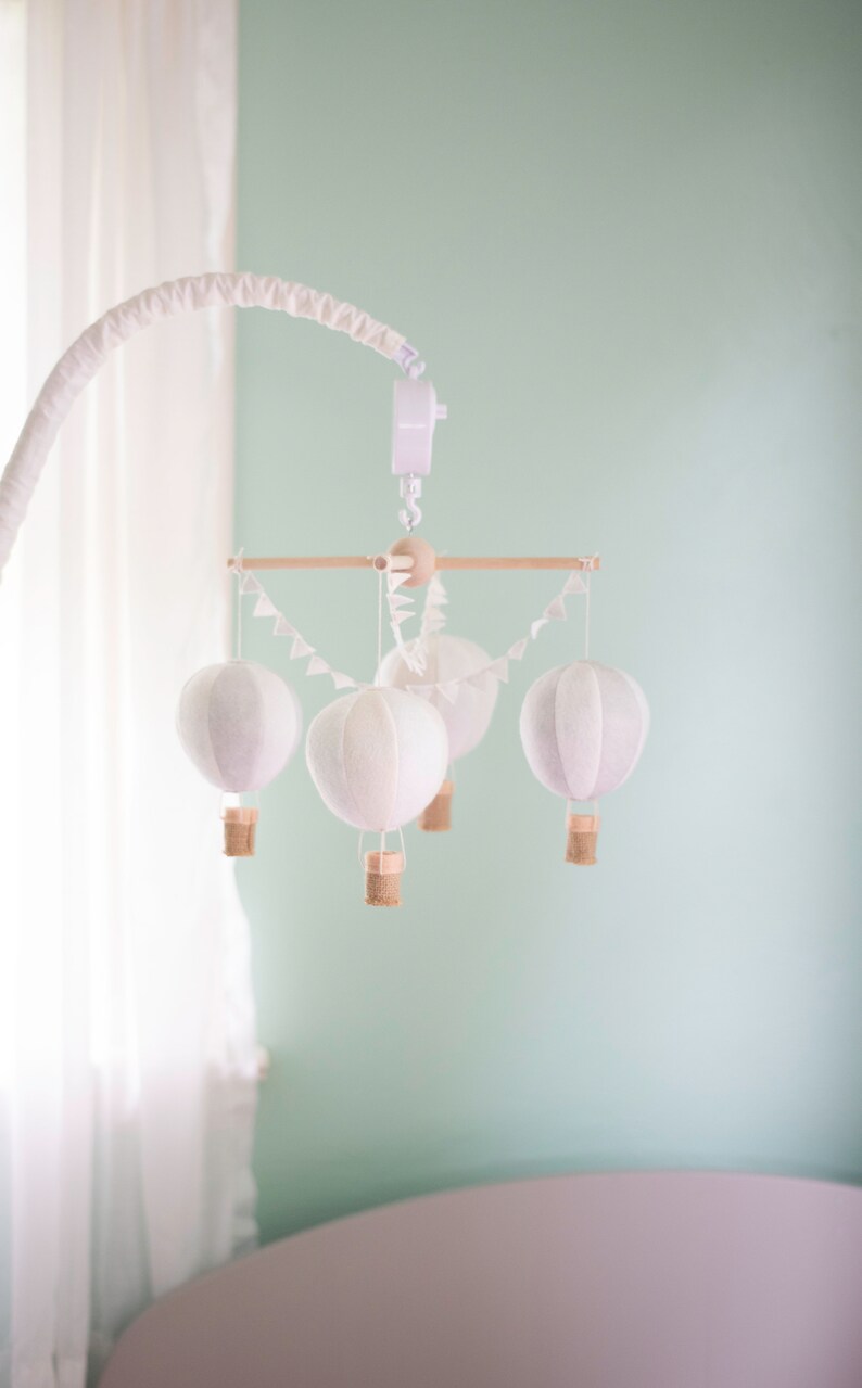 Hot Air Balloon Baby Crib Mobile Balloon Nursery Cream Etsy
