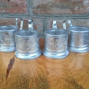 Darmowa wysyłka! Zestaw 4 radzieckich liści kasztanowca Uchwyt na szklankę do herbaty Vintage Kitchen Decor Podstakannik Uchwyt na kubek Kolekcjonerski prezent