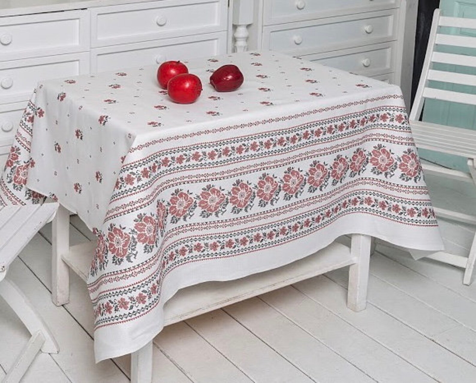 Set of tablecloths and napkins Folk ornamental Organic cotton Etsy