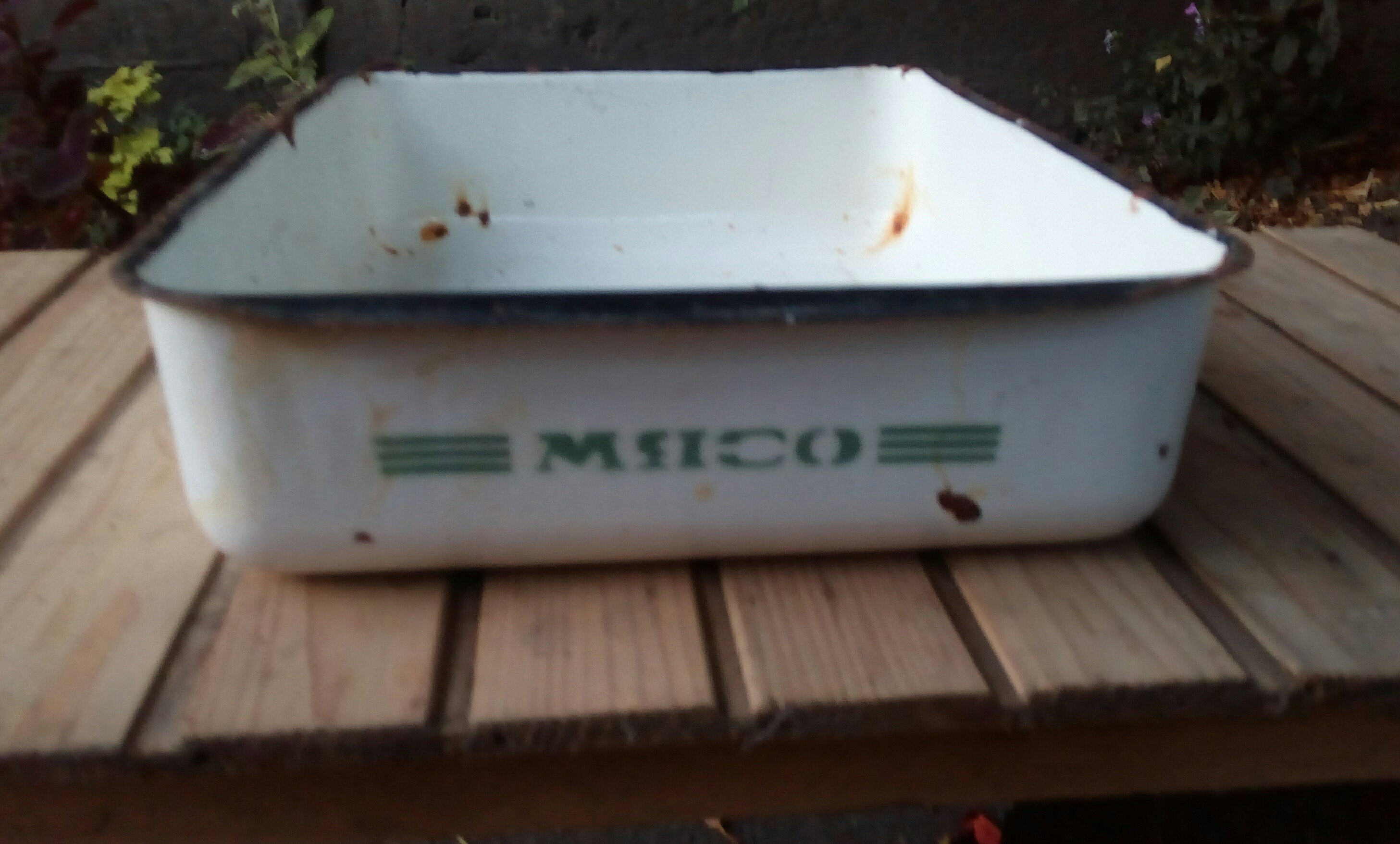 Vintage Large Enamel Tray White Metal Container for Meat Etsy