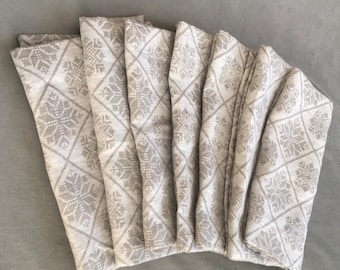 Set of 7 linen placemats Ornamental Ukranian folk pattern Elegantly Grey Autumn Thanksgiving decor Linens from Ukraine Gift for her for Mom