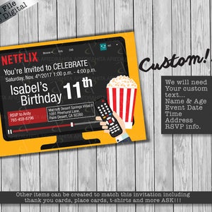 Netflix Birthday Party Invitation