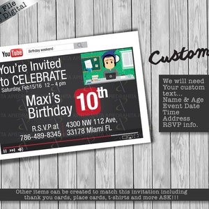 Youtuber Boy Invitation/Youtuber Invitación Niño