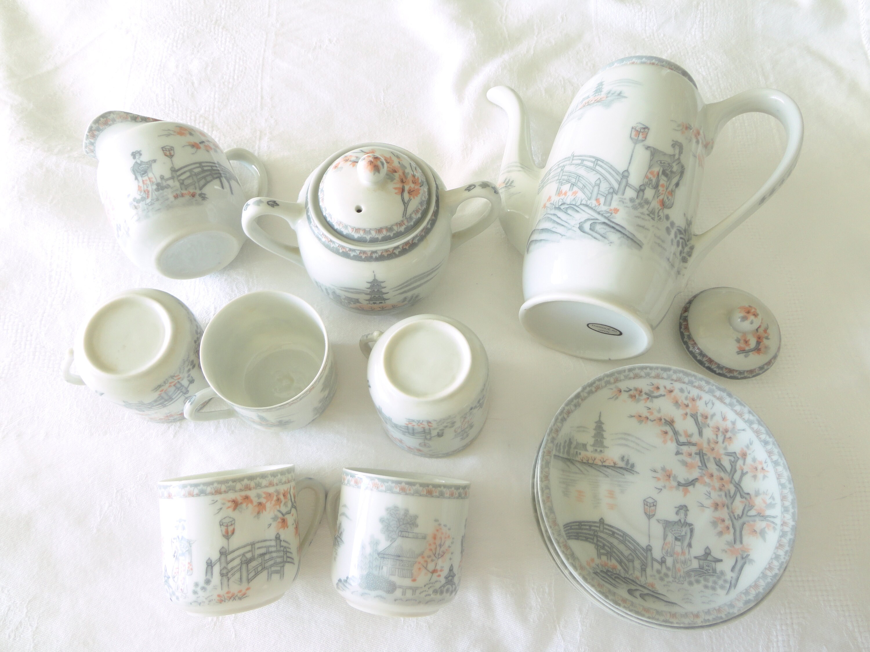 Service à Thé Japon, Porcelaine Fine, Satsuma, Tête Japonaise,