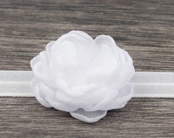 White Ivory Christening Headband - Baby Headband - Baptism Headband - Fabric Flower - Girls Headband - Baby Girl Headband - Newborn Headband