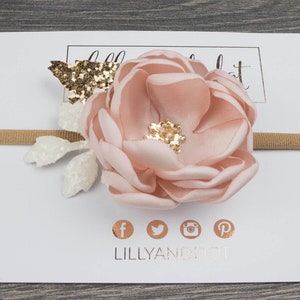 Blush Pink Rose Gold Flower Hair Band image 3