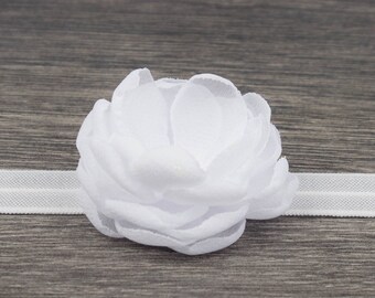 White Ivory Christening Headband - Baby Headband - Baptism Headband - Fabric Flower - Girls Headband - Baby Girl Headband - Newborn Headband