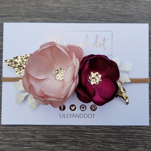 Blush Pink Burgundy Rose Gold Flower Accessory image 1