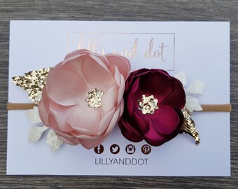 Blush Pink Burgundy Rose Gold Flower Accessory