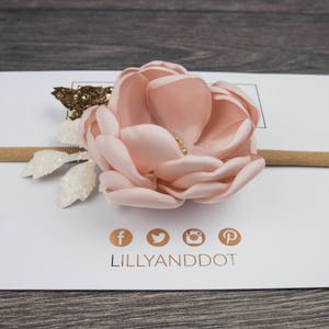 Blush Pink Rose Gold Flower Hair Band image 5