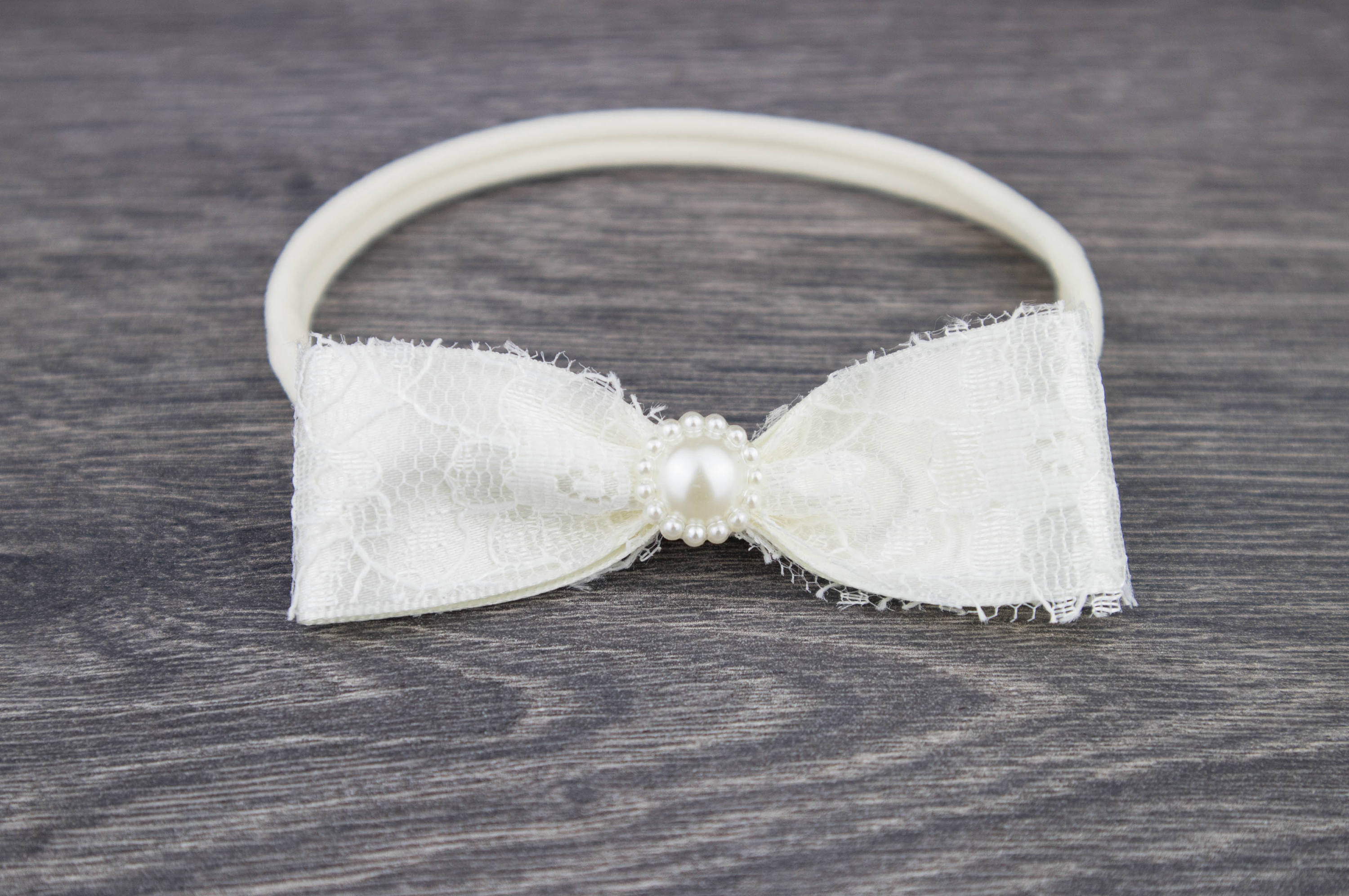 Ivory Bow Christening Headband Baby Headband Baptism Etsy