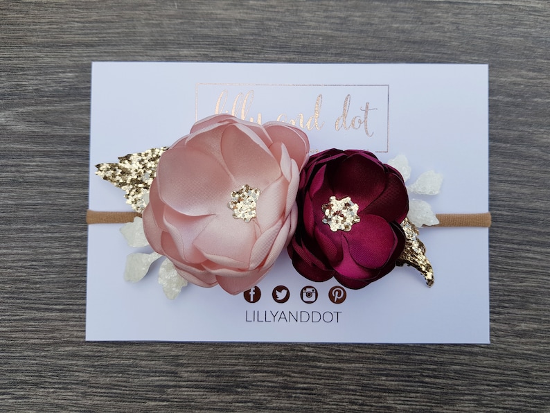 Blush Pink Burgundy Rose Gold Flower Accessory image 1