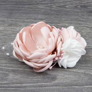 Blush Pink Ivory Hair Flower