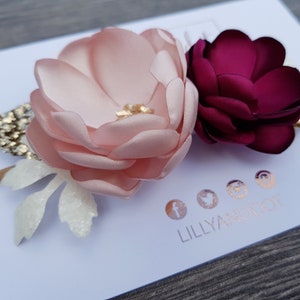 Blush Pink Burgundy Rose Gold Flower Accessory image 3