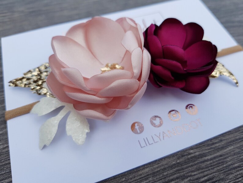 Blush Pink Burgundy Rose Gold Flower Accessory image 3