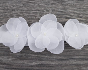 White Christening Headband - Baby Headband - Baptism Headband - Flower Headband - Girls Headband - Baby Girl Headband - Newborn Headband