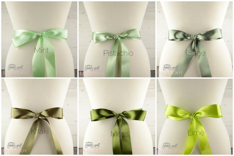 High Quality Green Satin Bridal Sash image 1