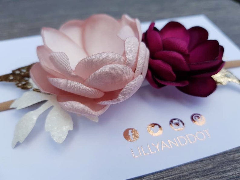 Blush Pink Burgundy Rose Gold Flower Accessory image 2