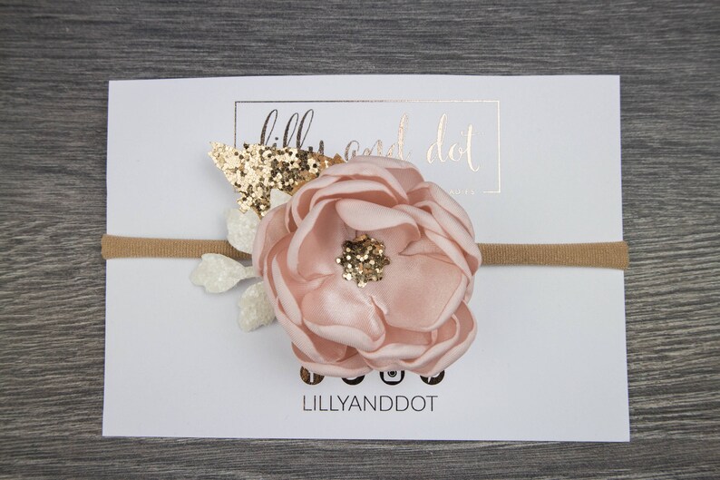 Blush Pink Rose Gold Flower Hair Band image 7