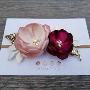 Blush Pink Burgundy Rose Gold Flower Accessory image 4