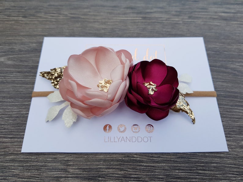 Blush Pink Burgundy Rose Gold Flower Accessory image 4