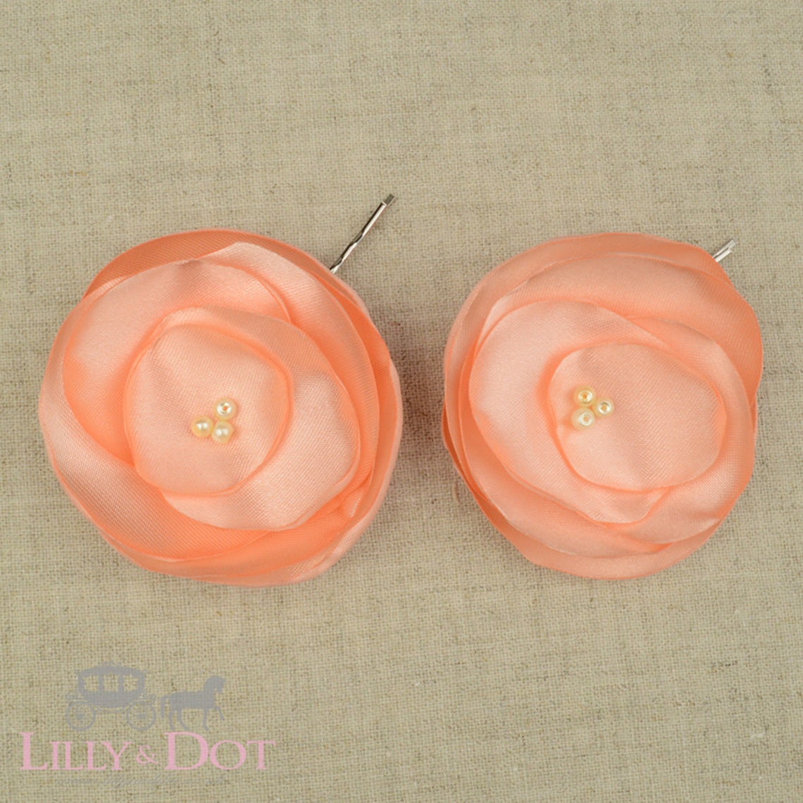 Peach Wedding Peach Hair Clip Peach Hair Flower Peach Etsy