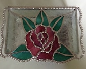 Awesome Rose Lid Stained Glass Jewelry Box - Free Shipping for the Holidays Order Early