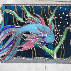 Betta Fish Stained Glass Jewelry Box, Scalloped Beaded Lid, Amazingly Beautiful, Unique, Functional...A Great Gift!