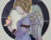 Sparkling Stained Glass Angel Suncatcher With a Dichroic Glass Butterfly, Awesome, Sweet Beautiful
