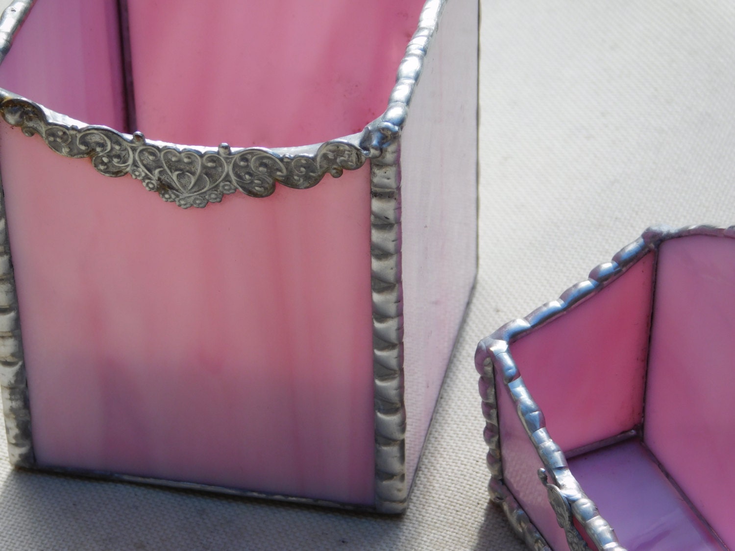 Female Executive Desk Set, Card Holder & Pen/pencil Holder, Handmade