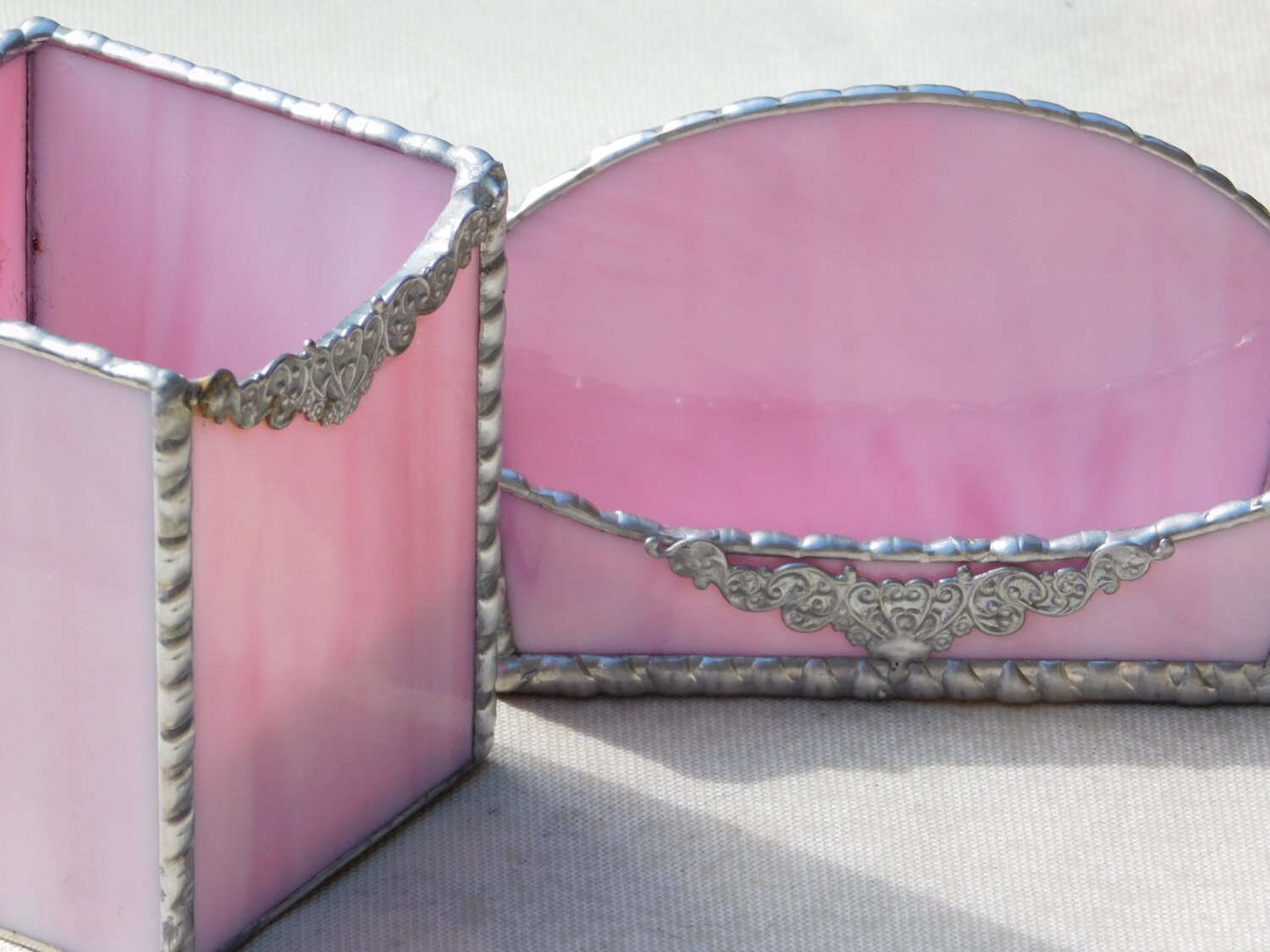 Female Executive Desk Set, Card Holder & Pen/pencil Holder, Handmade