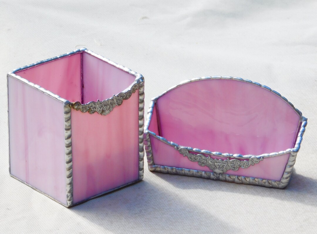 Female Executive Desk Set, Card Holder & Pen/pencil Holder, Handmade