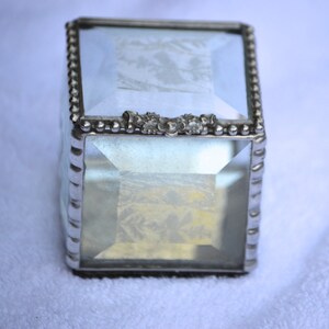 Stained Glass Filigree Top Beveled Engagement Ring Box, Jewelry Box, Keepsake, Stunning..A Great Gift!