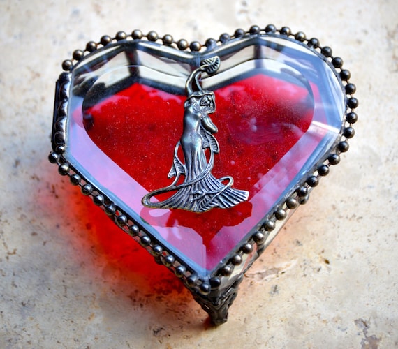 Glass heart jewelry holder discount