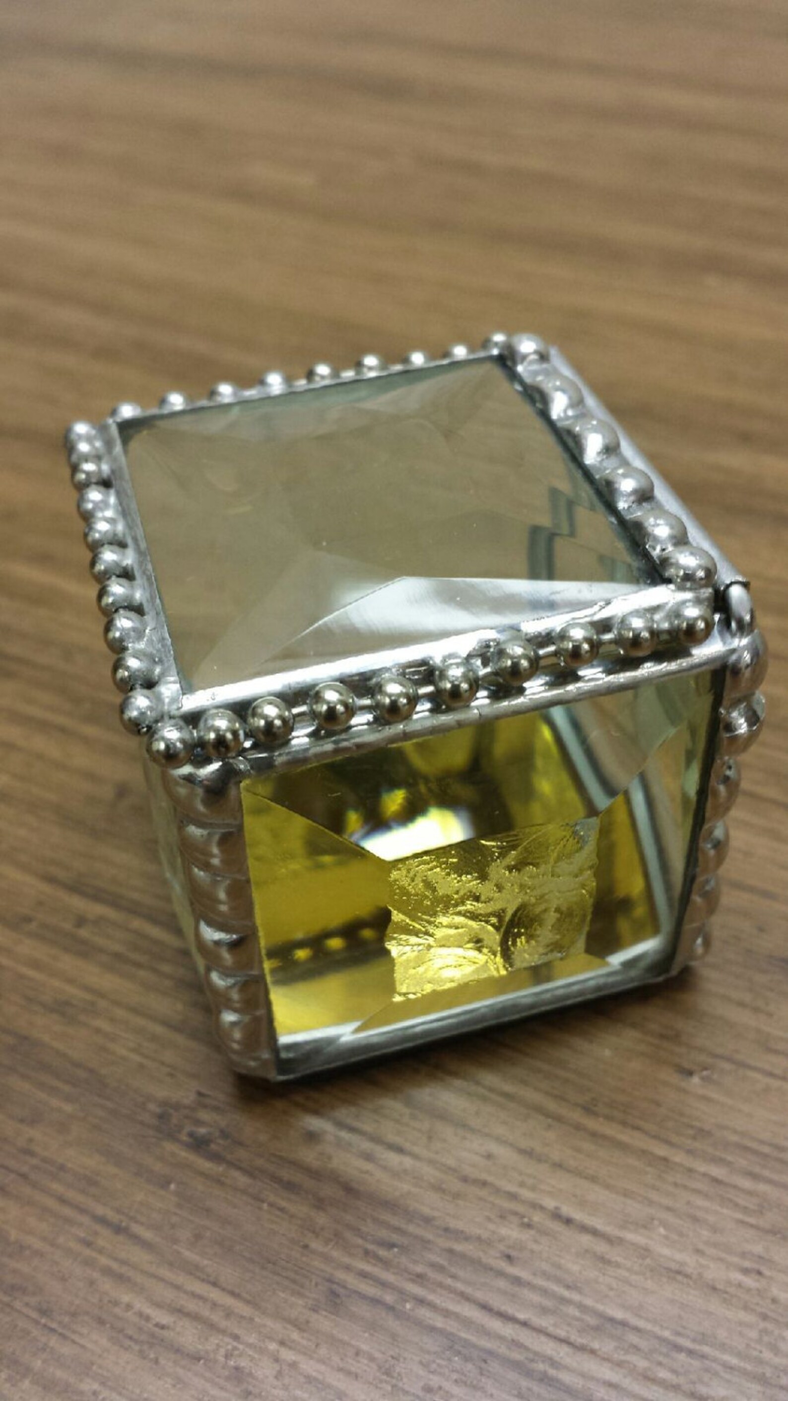 Faceted Clear Jewel Top Engagement Ring Box Beveled Jewelry Etsy