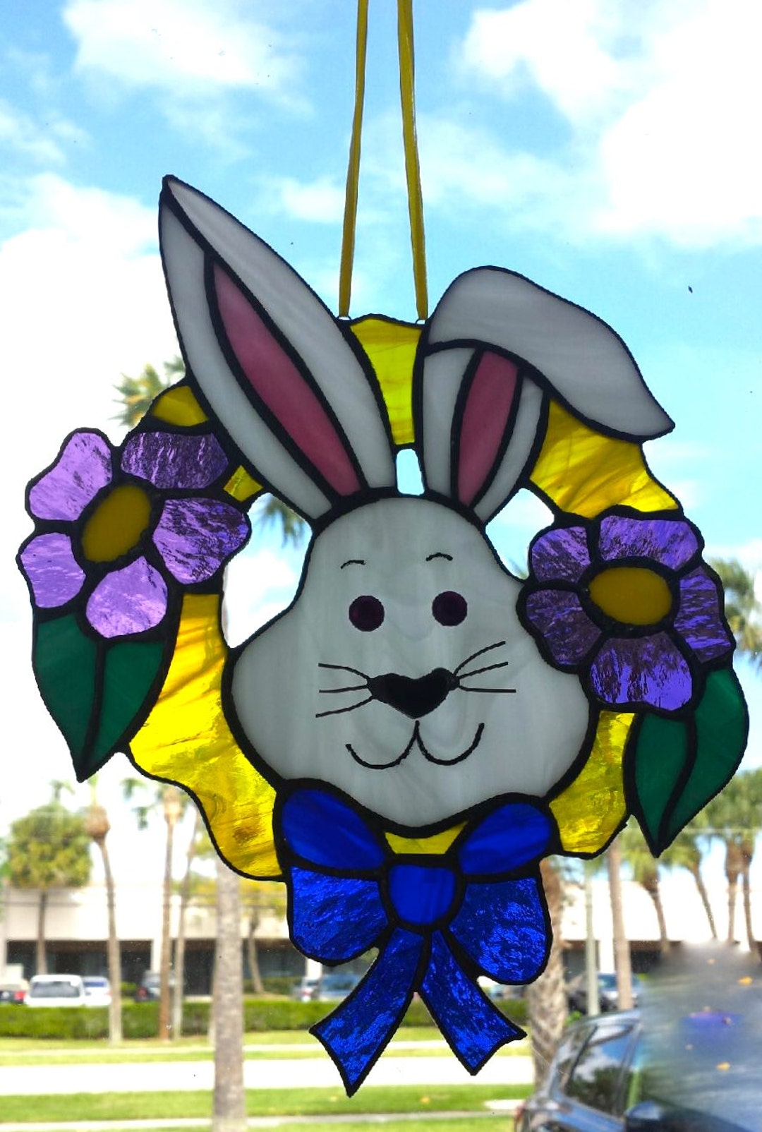 Cuddly Peter Rabbit Real Stained Glass Suncatcher, Hopping Into Spring ...