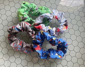 Hero Srunchie, Elastci Hair Tie, Fabric Hair Accessory, Comic