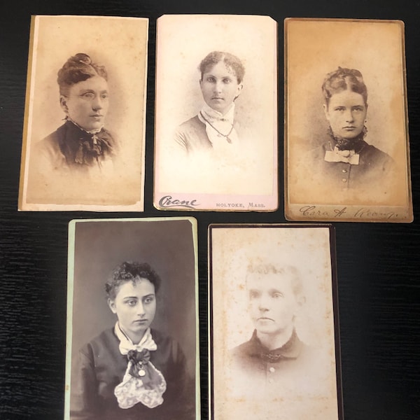 Set of 5 CDV - Victorian Ladies -  Photos - Carte de Visite -  Victorian Portraits - Antique Photography - Historical Photos