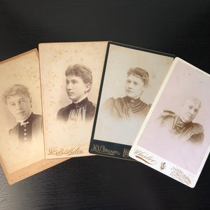 Set of  4 Cabinet Cards - Victorian Ladies -  Victorian Portraits - Antique Photography - Historical Photos