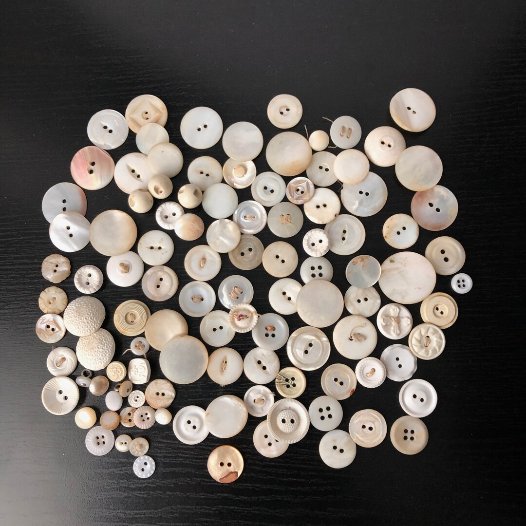 Clearance - Over 100 Assorted White Buttons - Ivory and Cream - Variety ...