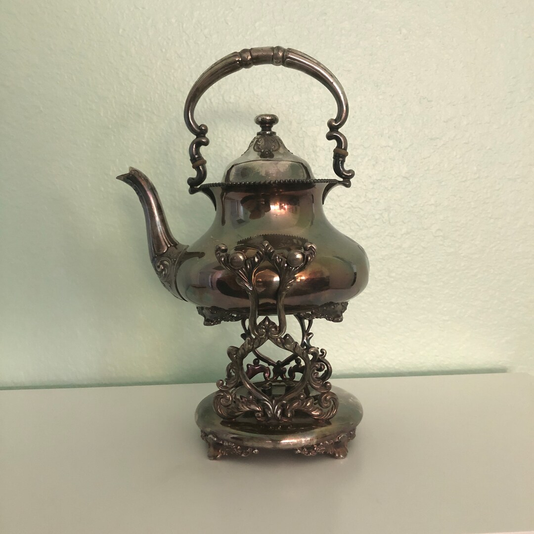 Antique Tilting Teapot Reed and Barton Pot and Stand With Tiffany Oil