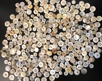 Large Lot of Small White/Cream Buttons - Almost 400 Button - Vintage - Mother of Pearl - Bakelite - Plastic