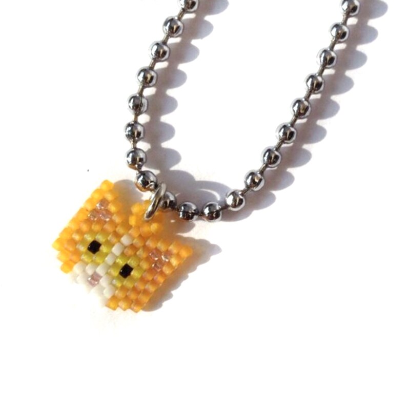 Beaded Cat Necklace Kitty Choker Ginger and White Cat Etsy