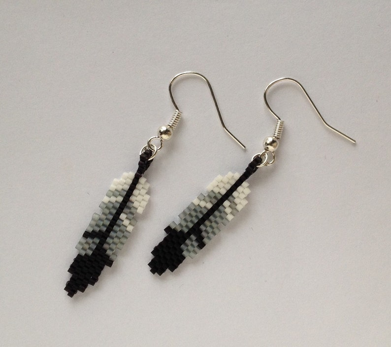 Beaded Feather Earrings Dangle Earrings Bead Jewellery Etsy