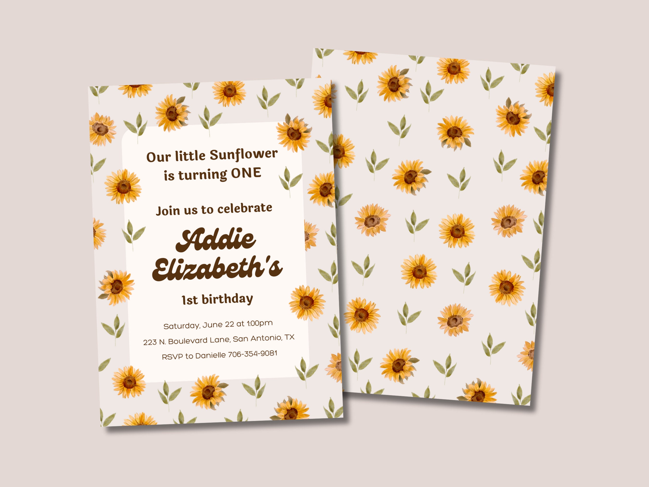 Sunflower Birthday Party Invitation Signage Suite Editable Digital Templates INSTANT DOWNLOAD Invitation Welcome Signs