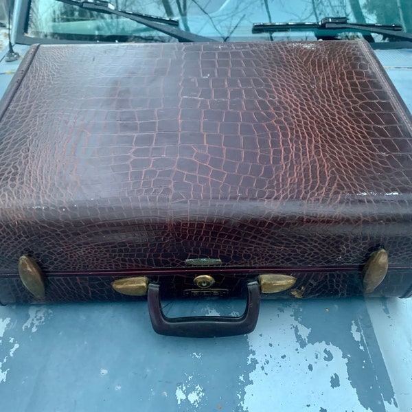 vintage art deco samsonite suitcase tortoise shell 1940s